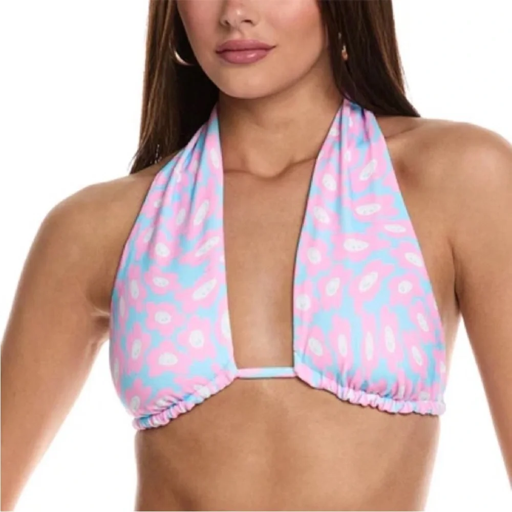 Frankie’s Bikinis Bash Terry Halter Top Tia Terry String Bottom Daisy Dream
